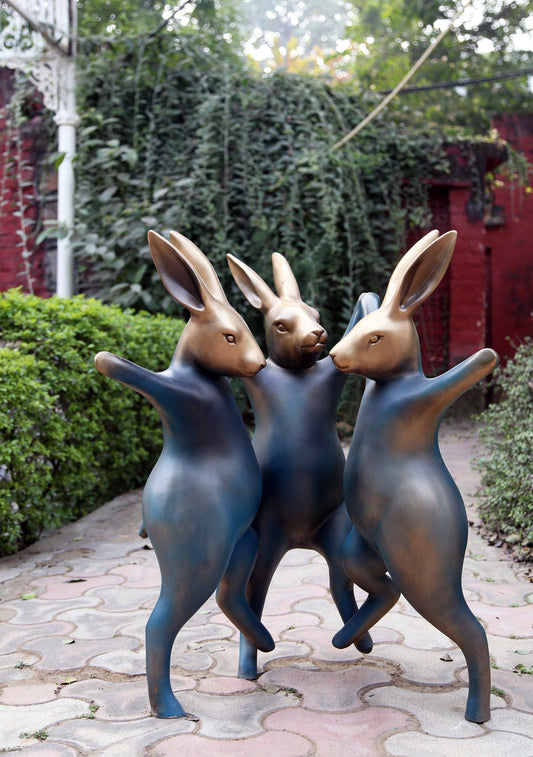Trio of Bunnies Sculpture